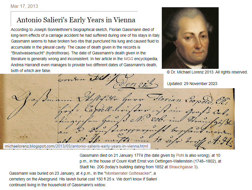 MozartCircle's tweet photo. 6-GASSMANN: STRANGE CAUSE OF DEATH 1774
#Gassmann seems to have died after serious injuries to his ribs/lungs during carriage accident in Italy!
#vanDenHoogen thinks retold story of accident absurd or exaggerated, however @zneroleahcim has official docs had as death hydrothorax! https://t.co/8XQZUSjLpt