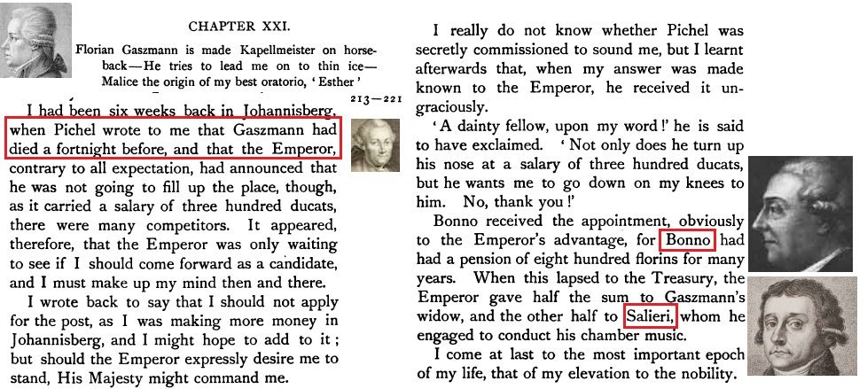 MozartCircle's tweet photo. 7-GASSMANN: LIGHTS &amp; SHADOWS 4 
his pupil Salieri as Gassmann heir
#Dittersdorf gives an account of the facts after the death of #Gassmann &amp; how #Salieri was de facto nominated Vienna Court musical heir of his patron #Gassmann!
#Dittersdorf: #Gassmann a #FalseFriend! https://t.co/TjQ2Vn68NT