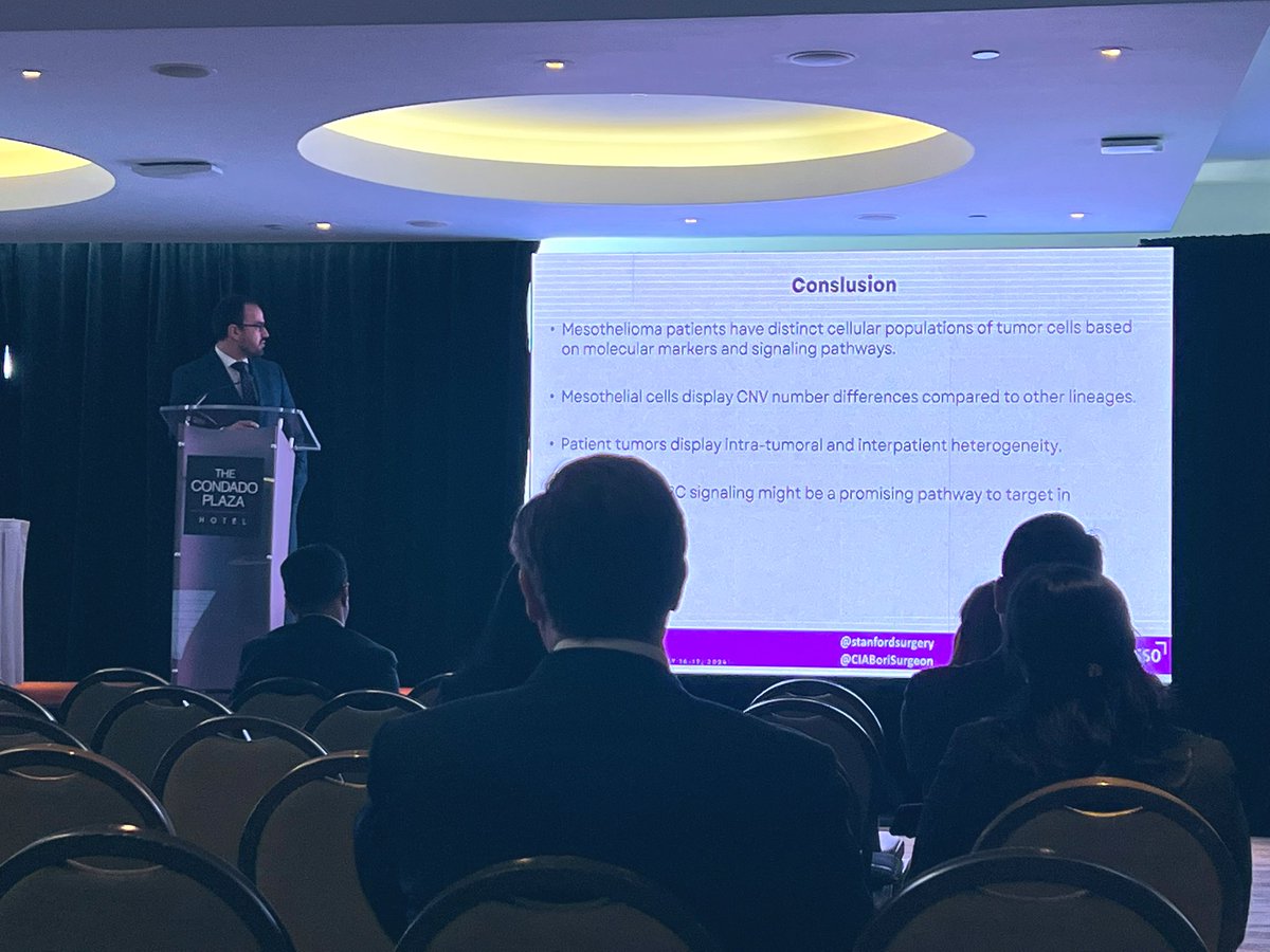 Incredible work as the prodigal son from 🇵🇷 @CIABoriSurgeon comes home to report tumor heterogeneity in malignant peritoneal mesothelioma #ACT2024 @SocSurgOnc @StanfordSurgery 🧬 single cell transcriptional pathways differ w/in & between pts 🔥metabolic pathways differ similarly