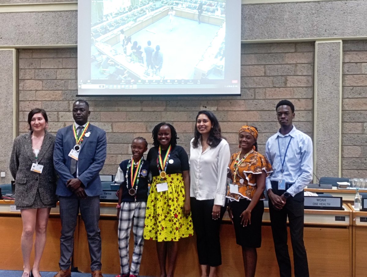 acopphe's tweet photo. Naomi Gitau of #ACOPPHE receiving a gold medal for her active participation in the "One Health Alliance in the Context of Children and Youth" in the just concluded #GYEA20244
The #GYEA saw the youth declaration present to the executive director of @UNEP @andersen_inger
#UNEA6 https://t.co/jMiMLouzIo