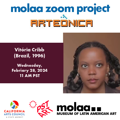🎨 Join us for a special edition of the MOLAA Zoom Project featuring Vitória Cribb from Brazil! 🇧🇷 RSVP by tapping the link and tune in on Wednesday, Feb 28, 11 AM - 12 PM. 🔗 Link: molaa.org/events/2024-02… #MOLAAZoomProject #ArtScienceTech #LatinAmericanArt