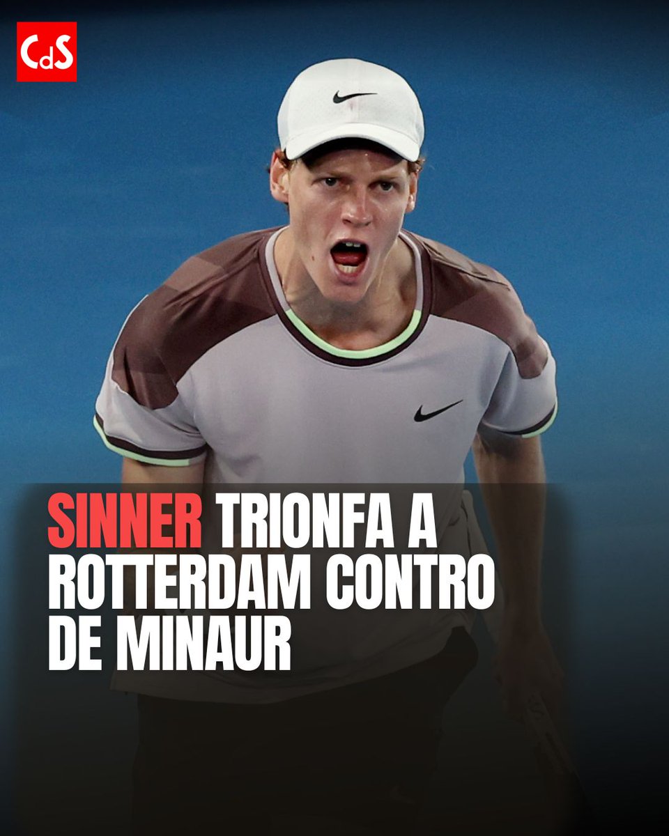 CorSport's tweet photo. 🏆In finale all'ATP di Rotterdam Sinner batte Alex de Minaur e conquista il 12° titolo in carriera nel circuito ATP 

🌟 Sinner segna un’altra tacca nella storia del tennis italiano
#Sinner #CorrieredelloSport https://t.co/Yks0ZDGXon