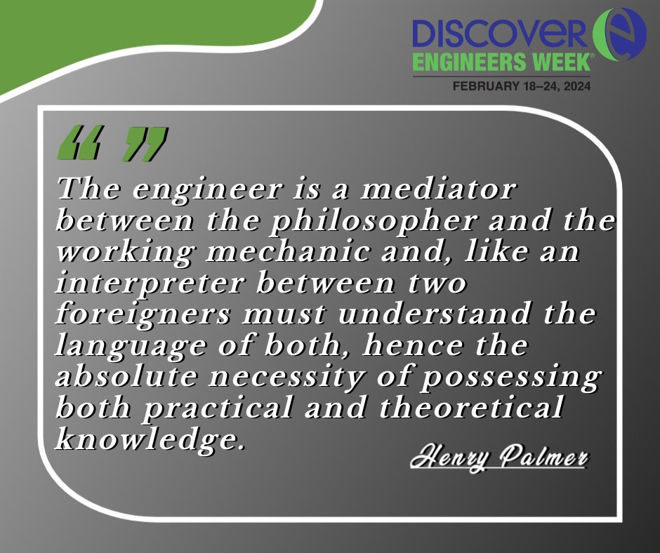 Feb 18th - Day 1 of #Eweek2024.

#CivilLink kicks-off this year's #WelcometotheFuture theme with 'The Map of Engineering'  to help distinguish the various disciplines of #Engineering and the type of work included in each.  Henry Palmer sums up an engineer.

#STEM #WhatEngineersDo