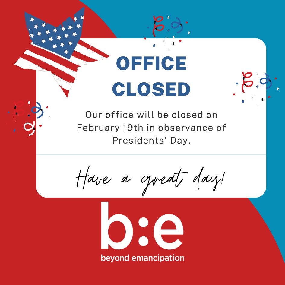 The B:E office will be closed tomorrow for President's Day, have a lovely day!
#be4youth #fosteryouth #oakland #communitymatters