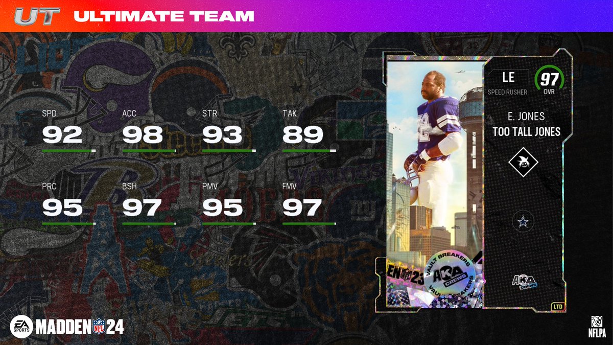 EASPORTS_MUT's tweet photo. ‣ Gale Sayers
⬨ 𝐀𝐊𝐀 𝐓𝐇𝐄 𝐊𝐀𝐍𝐒𝐀𝐒 𝐂𝐎𝐌𝐄𝐓

‣ Randall Cunningham
⬨ 𝐀𝐊𝐀 𝐓𝐇𝐄 𝐔𝐋𝐓𝐈𝐌𝐀𝐓𝐄 𝐖𝐄𝐀𝐏𝐎𝐍

‣ Ed Jones
⬨ 𝐀𝐊𝐀 𝐓𝐎𝐎 𝐓𝐀𝐋𝐋 𝐉𝐎𝐍𝐄𝐒

Dropping tomorrow #Madden24 https://t.co/IERDbU9rrq