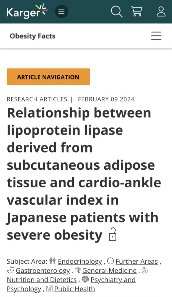 This study suggests that LPL derived from subcutaneous #adipose tissue may suppress the progression of #arteriosclerosis.

@GastroKarger #MedEd #MedX #LPL 

karger.com/ofa/article/do…