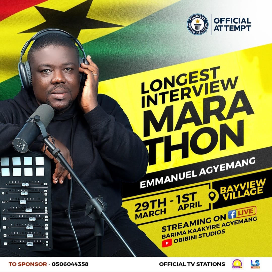 braa_emmanuel's tweet photo. I am excited to announce that on March 29 to 1 April, 2024, I will be attempting the Guinness World Records Longest Interview Marathon by Individual with my podcast. I will break and set my own record of 80 hours of non-stop interviews. In a single podcast. https://t.co/0UKNcvSZHa