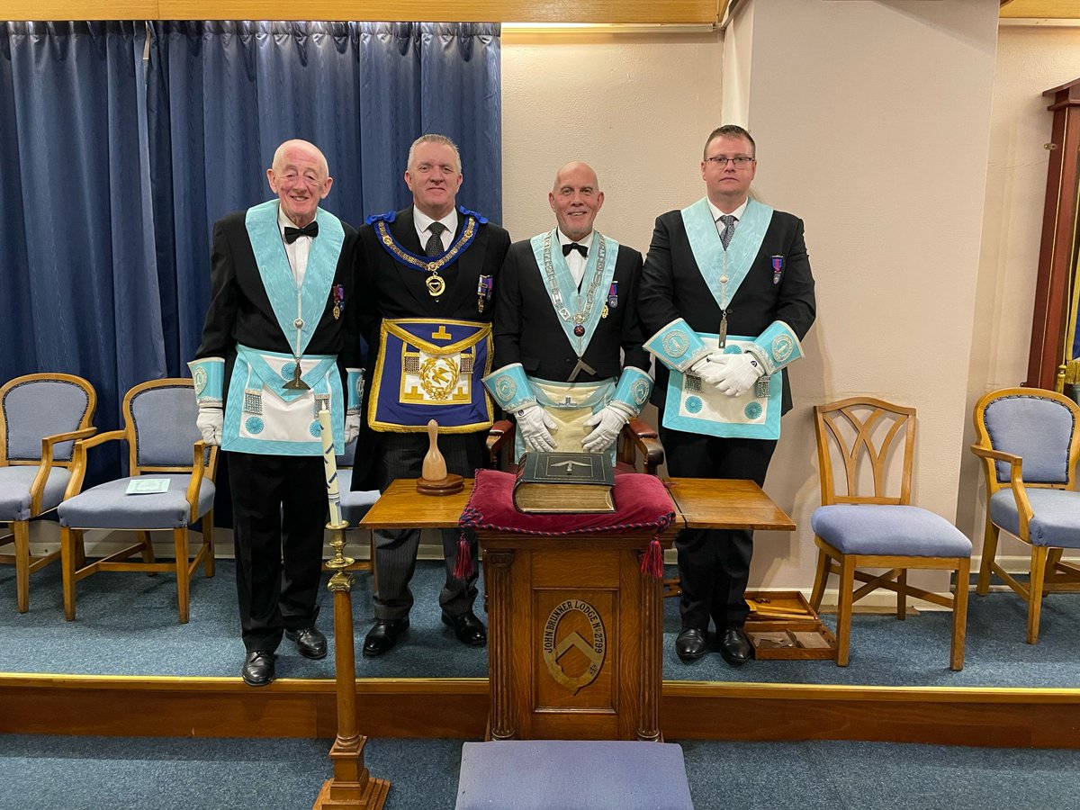 JohnBrunner2799's tweet photo. John Brunner Lodge No. 2799 Installation yesterday, congratulations to W. Bro. Colin Rose on attaining the Chair of King Solomon. Nigh on £450 raised for charity, plus Festival envelopes, a great night and all in the presence of W. Bro. Andy Bailey, APGM, PSGD.
@CheshirePGL https://t.co/EGQW9W4Or1