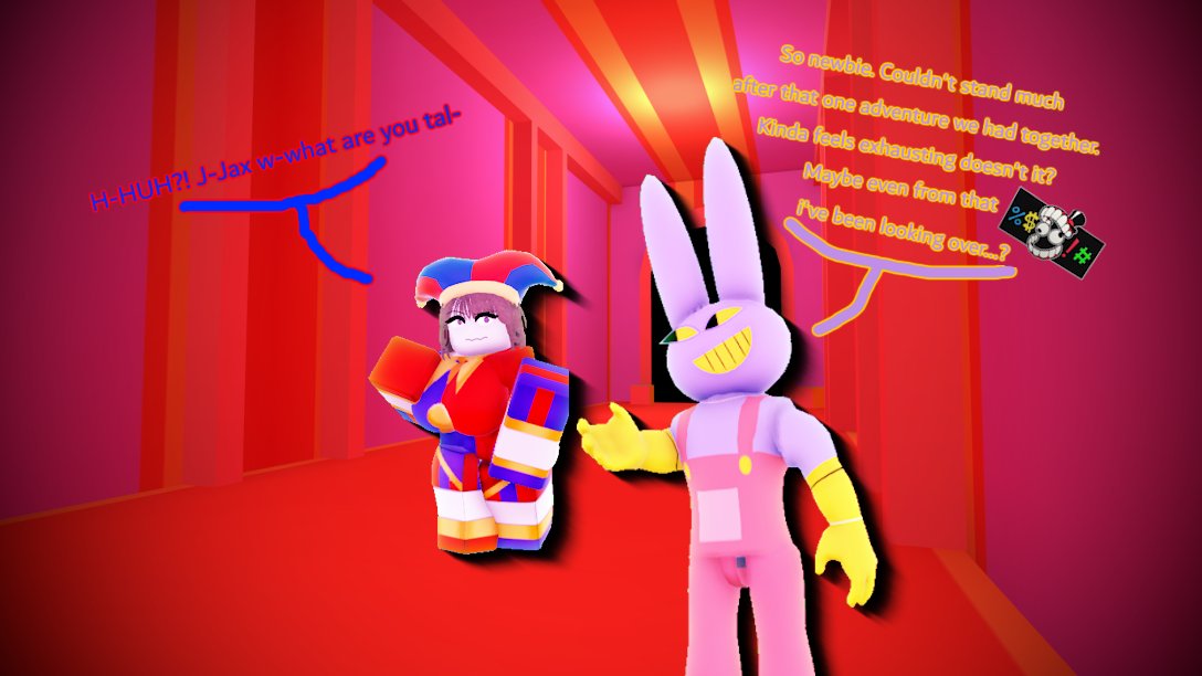 SFWValesilver's tweet photo. "After a mundane adventuring with Caine, Jax and Pomni were a bit exhausted but Jax takes everything serious on levels. Little did he know soon, he doesn't have any advantages."
#rr34 #robloxSFW #amazingdigitalcircus
(2/18/2024) https://t.co/6hVmwjQTU6