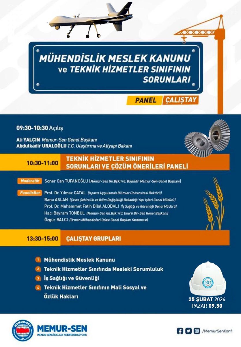 Leventusl's tweet photo. “Mühendislik Meslek Kanunu
ve Teknik Hizmetler Sınıfı Paneli-Çalıştayı”

➡️ Mühendislik Meslek Kanunu,
➡️ Teknik Hizmetler Sınıfında Mesleki Sorumluluk,
➡️ İş Sağlığı ve Güvenliği,
➡️ Teknik Hizmetler Sınıfının Mali, Sosyal ve Özlük Hakları
 
@MemurSenKonf 
@Bem_Bir_Sen https://t.co/fzTLOIhKrt