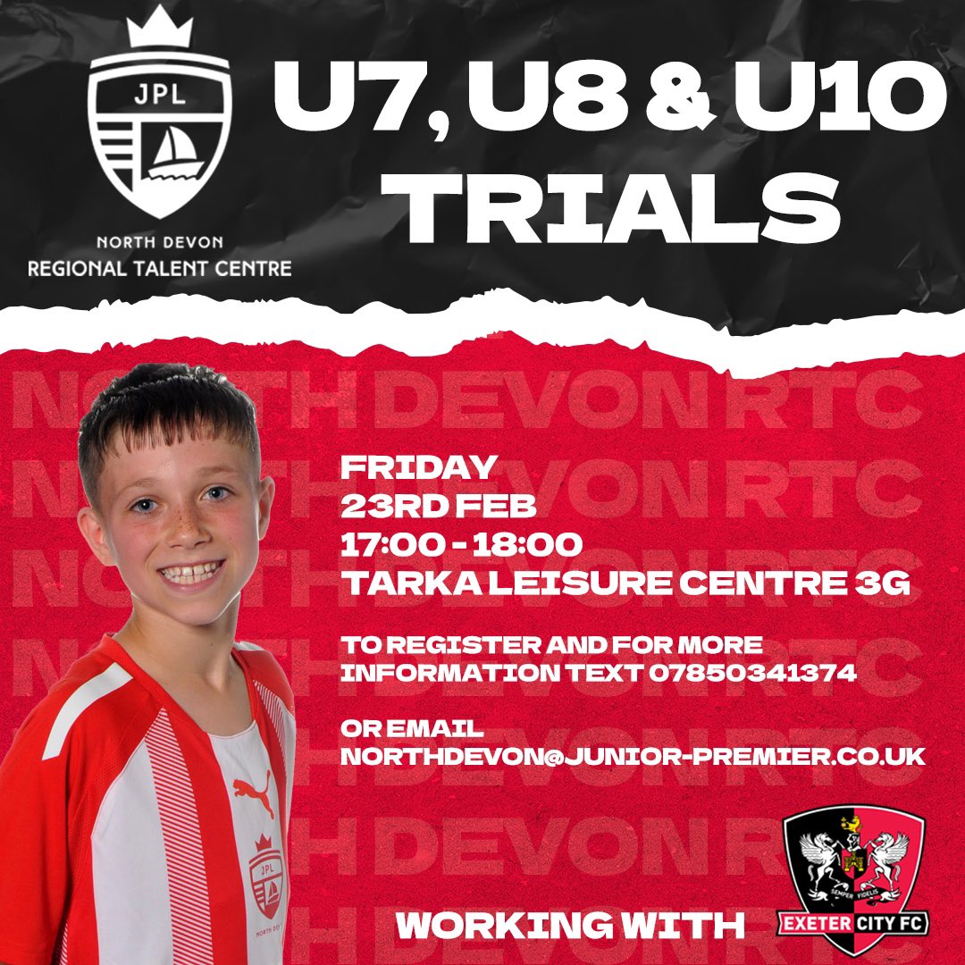 NorthDevonRTC's tweet photo. Exciting news for North Devon as we expand our age groups. Check out the trial details ⚽️ https://t.co/kS1ylNHIWx