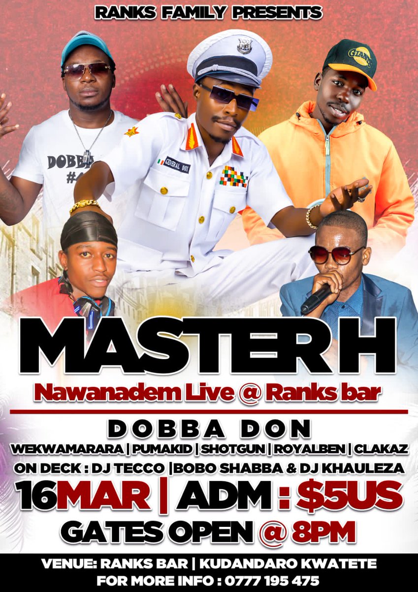 Masvingo 🇿🇼🇿🇼 Ma Gangster angu get ready mi mash up dancehall time we talk bout right now. 16 March at Club ranks make sure you turn up night to remember. #Masvingo #dj45  

See you there!!!!