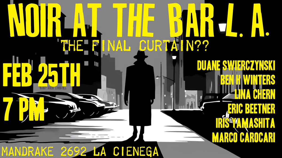 will marco trip over words? his accent slip, unmasking the yodeling, alpine cow-herder he desperately tries to suppress? all shall be revealed in the company of these fine folks FEBRUARY 25
Reading #thesandcoffin 

@ericbeetner @swierczy @ChernLina @IrisYamashita #Benhwinters