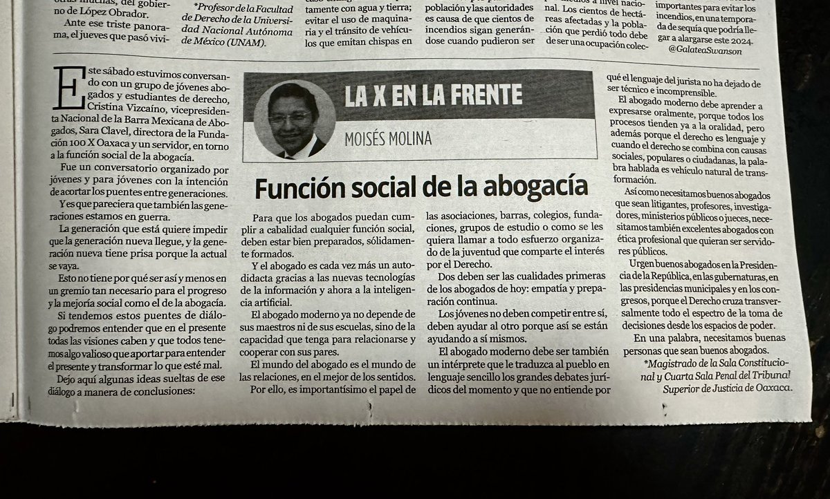 FUNCION SOCIAL DE LA ABOGACÍA 
Comparto algunas reflexiones del conversatorio organizado por <a href="/ConsejoINED/">CINED, A.C.</a>, <a href="/100XOaxaca/">100 X OAXACA</a> y <a href="/BMA_Abogados/">Barra Mexicana, Colegio de Abogados A.C.</a> 

laxenlafrente.wordpress.com

<a href="/marioeherrera/">Mario Herrera</a> <a href="/ere_salgado/">Eréndira Salgado</a> <a href="/liebano/">Liebano Saenz</a> <a href="/lupita_hinojosa/">Lupita Hinojosa</a> <a href="/MJorgeCP/">Manuel Jorge Carreón Perea</a> <a href="/MiguelCordova92/">Miguel Ángel Córdova</a> <a href="/ezaratevilla/">Érika Yazmín Zárate Villa</a> <a href="/adrian_donato/">Adrián D. Pérez Carrillo 🗳️📚🗣️✍️</a>