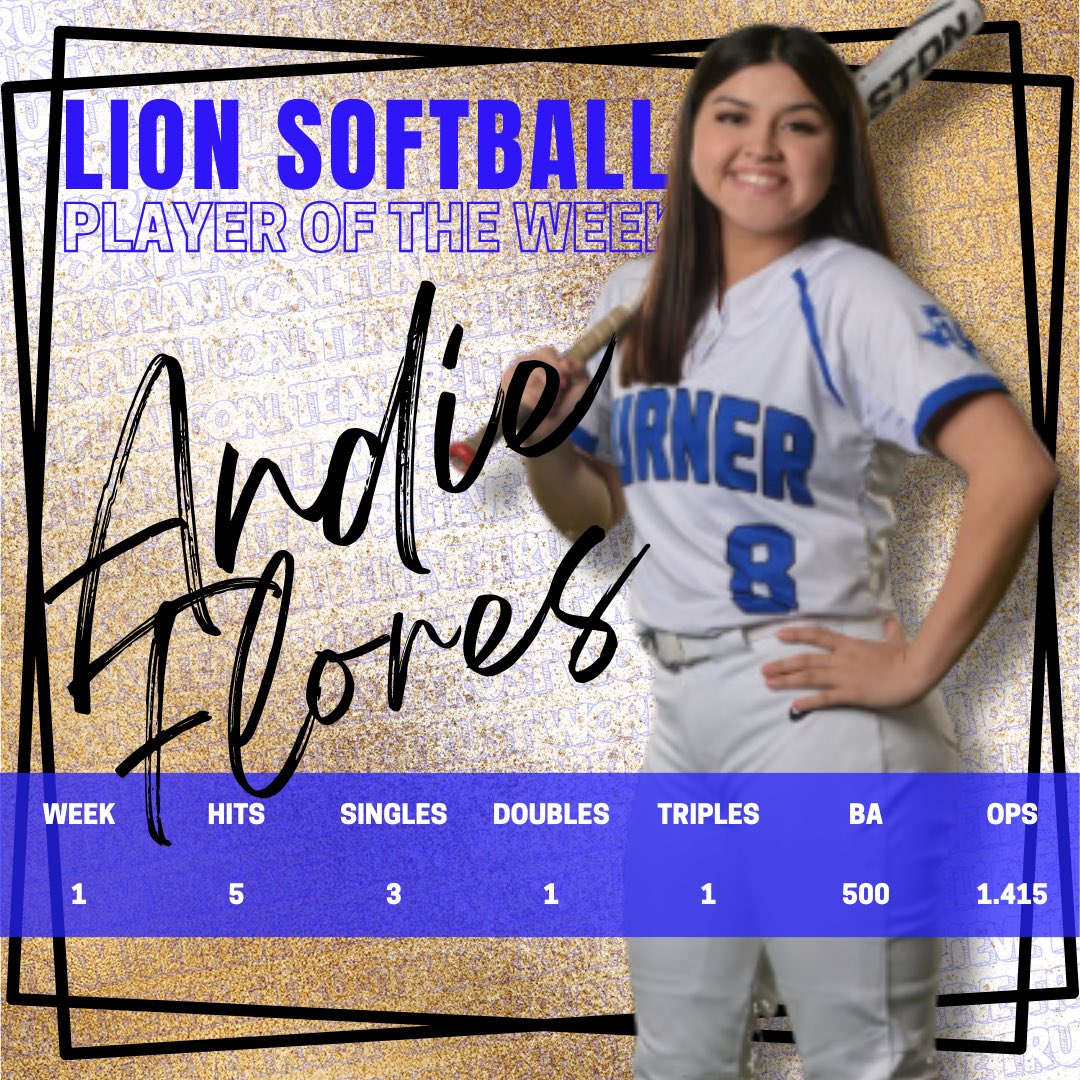 Turner_Softball's tweet photo. Congratulations to @Turner_Softball’s Player of the Week, Andie Flores!
#Week1 #creer #4P #PR1DE #DIRT #FAMILY #TurnerSoftball #bethePRIDE #CFBISD #CFBISDAthletics #cfbproud https://t.co/RmJ3SlzsIp