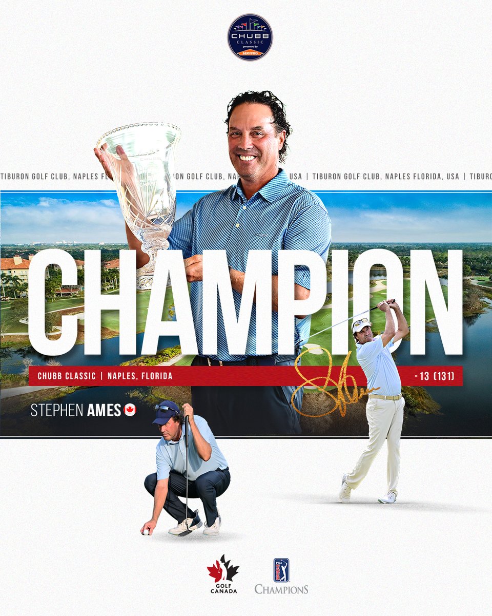 There is no stopping @StephenAmesPGA, as he picks up his seventh career PGA TOUR Champions win at the rain-shortened Chubb Classic 🏆