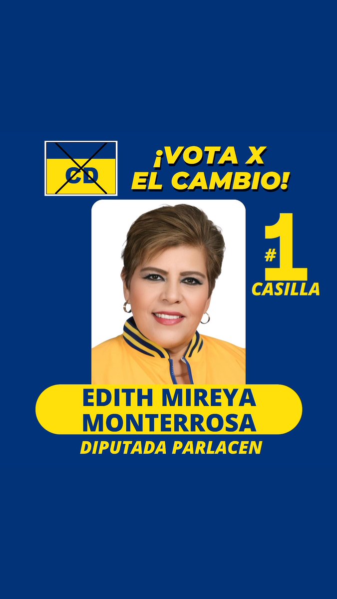 Este 3 de Marzo MARCA la bandera de CD y nuestra candidata a diputada por <a href="/PARLACEN/">PARLACEN</a>  casilla 1.

#MireyaMonterrosa