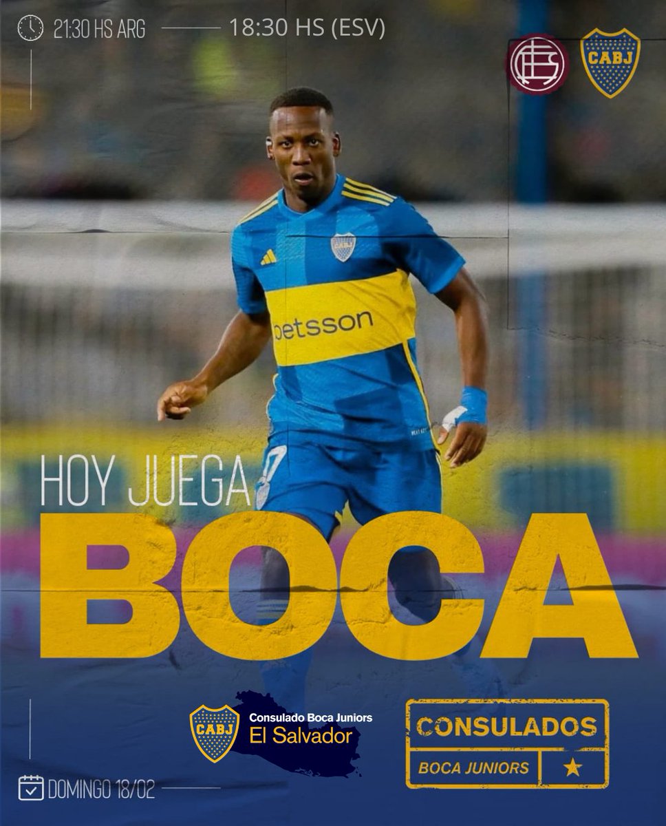 #hoyjuegaboca #elunicogrande 

🕒 6:30 pm - ESV

#BocaJuniors 
#Consuladoelsalvador 
#consuladosexterior 
#elsalvadoresdeboca