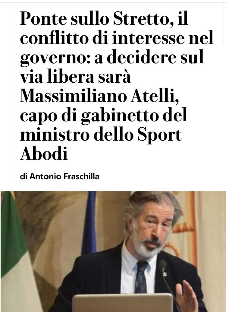 Frances99687883's tweet photo. Il Governo che dà l’autorizzazione ad un progetto del Governo.#Atelli che presiede la Commissione sulla Valutazione di Impatto Ambientale è lo stesso Atelli,casualmente capo di gabinetto del ministro Abodi.Geniale. #PonteSulloStretto #Report https://t.co/jQMA1DtpPN