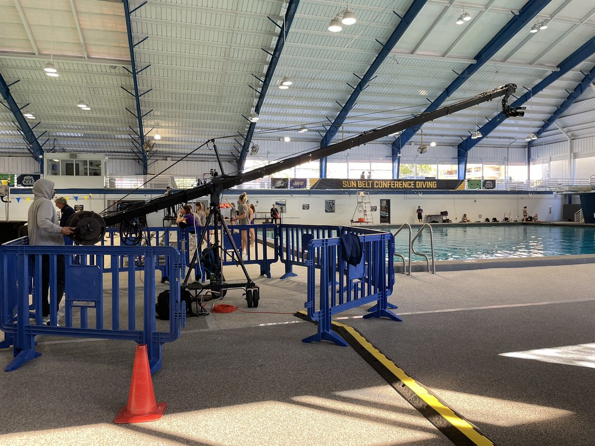 SunBeltTravis's tweet photo. First @SunBelt Swimming and Diving championship in 11 years wrapped last night and 1st time on ESPN+. No camera platform to be had for the start/finish so we went with a jib on the deck.  Thanks to @NoahFrary @NatalieKalibat @ebeisel34 and crew. https://t.co/WupUXAtvh5