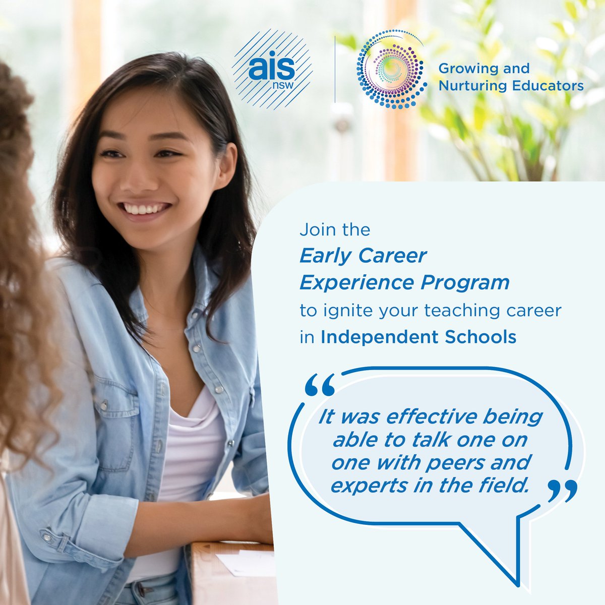 *Applications closing soon*

Join us for this bespoke course from AISNSW, which includes various supports for new educators. 

#education #GrowingNurturingEducators #Independenteducation

ow.ly/crr550Qi8AL