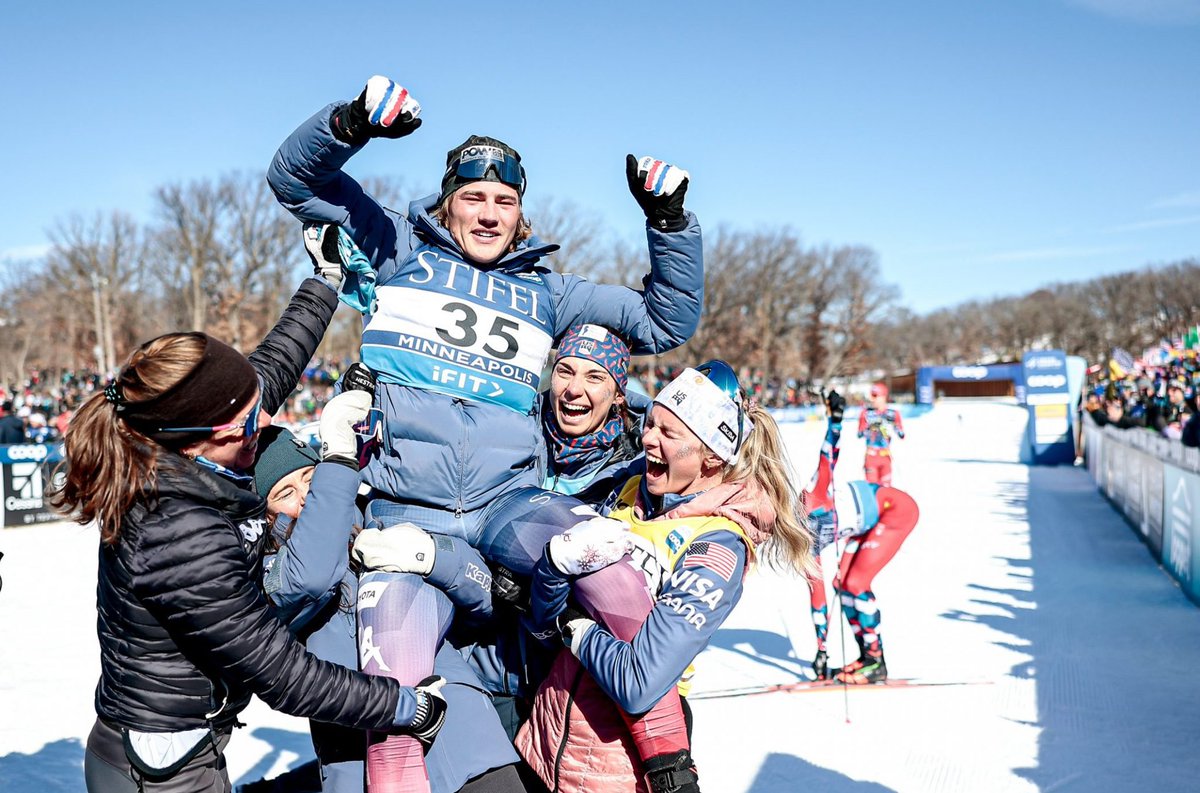 American men’s Nordic skiers rise on the shoulders of the womens’ team. #GusSchumacher #JessieDiggins #JuliaKern