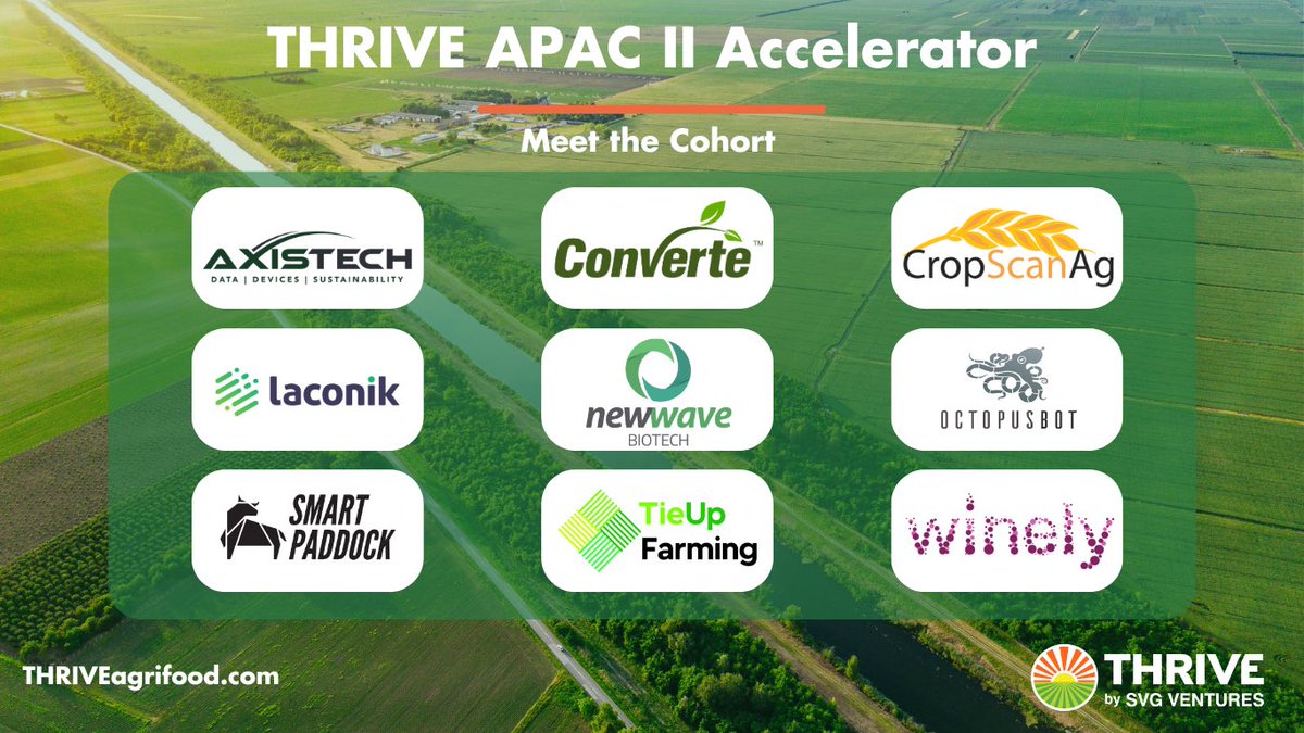 John Hartnett (@cjhartnett) on Twitter photo We are delighted to announce our <a href="/THRIVEAgriFood/">THRIVE AgriFood</a> APAC #Accelerator cohort. Based out of #Melbourne, #Victoria 🇦🇺 the program will support scaling #AgTech companies from #Australia 🇦🇺New Zealand 🇳🇿 with a focus on global expansion. <a href="/InvestVictoria/">Invest Victoria</a> <a href="/VicGovAg/">Agriculture Victoria</a> We are delighted to announce our <a href="/THRIVEAgriFood/">THRIVE AgriFood</a> APAC #Accelerator cohort. Based out of #Melbourne, #Victoria 🇦🇺 the program will support scaling #AgTech companies from #Australia 🇦🇺New Zealand 🇳🇿 with a focus on global expansion. <a href="/InvestVictoria/">Invest Victoria</a> <a href="/VicGovAg/">Agriculture Victoria</a>