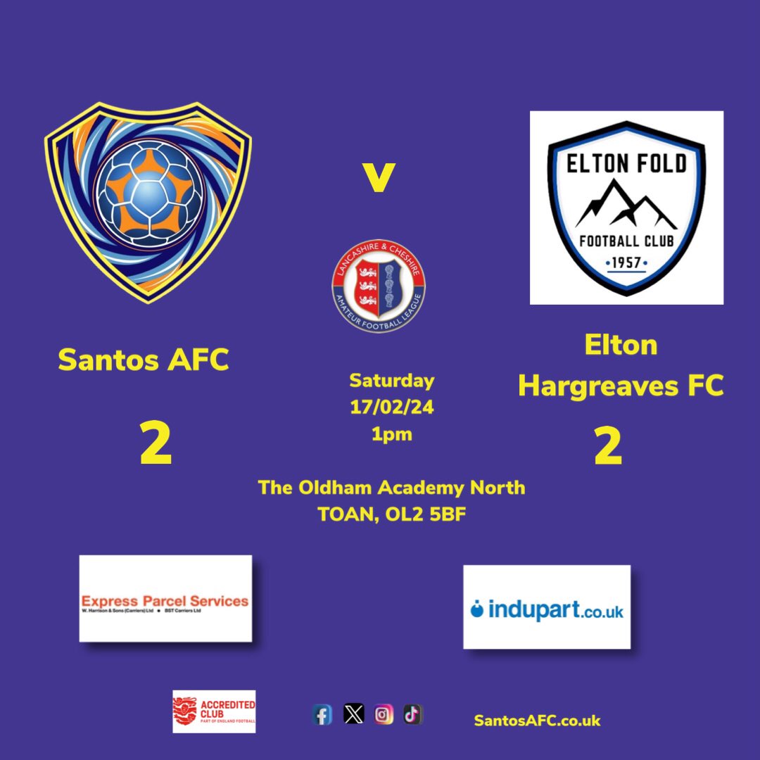 Full match report available on our Facebook page!

#SantosFirstTeam #SantosAFC #football #localfootball #oldham #GreaterManchester #lancashireandcheshireleague #eps_expressparcelservices #Indupart