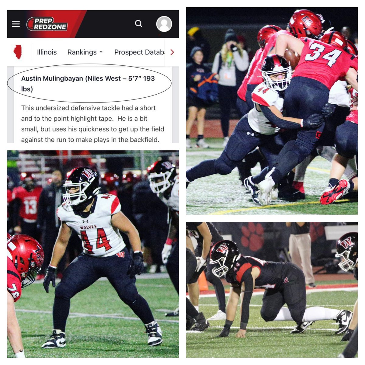 Desi_M's tweet photo. Austin got a write up in Illinois Prep Red Zone as a defensive tackle prospect in the area! Looking forward to his senior year!
#ProudDad #NilesWestWolves #AustinJames https://t.co/dDmJJ2CITA