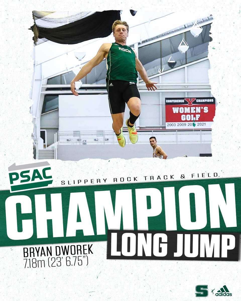 Rock_Athletics's tweet photo. MT&amp;F: One event into the PSAC Championships and The Rock are on the board! Bryan Dworek moves up from the No. 6 seed to take the PSAC title in the long jump for the second straight year with a season-best leap of 7.18 meters. https://t.co/30ZHBzslAs