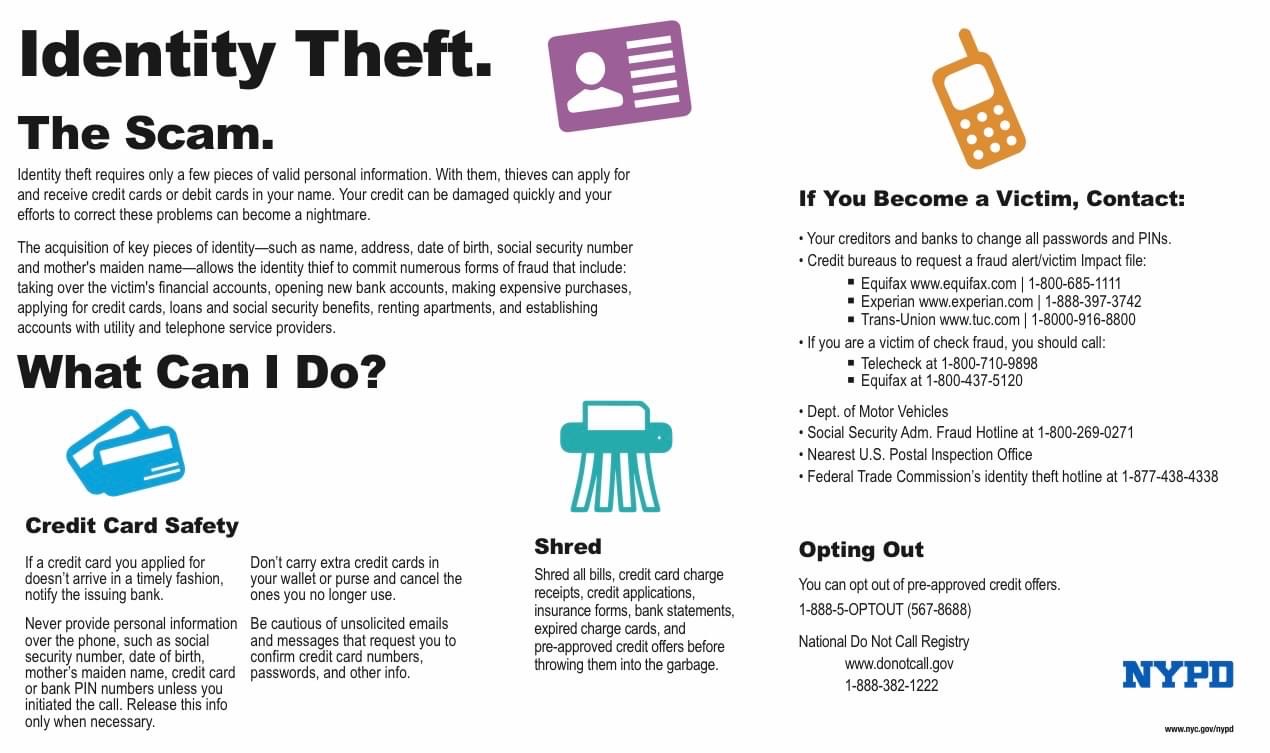NYPD 70th Precinct on X: Identity Theft requires only a few