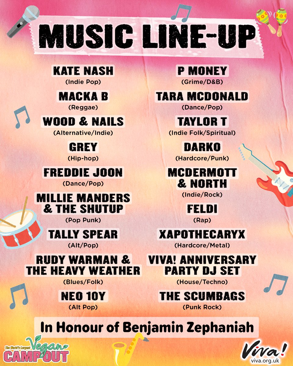 📣 2024 Music Stage line-up confirmed 🎵 Please note - this is only the music 𝘀𝘁𝗮𝗴𝗲 line-up. In addition to this - there’s also the official afterparties (of which 2/3 have been announced so far) (read full caption on our FB or IG) 🎫 Tickets etc - linktr.ee/Vegancampout