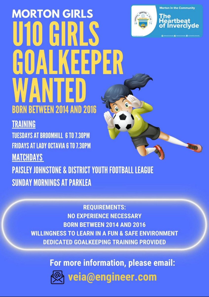 g147ed's tweet photo. A great wee team are looking for a future Scotland goalie 🧤 
The coaches are great with all the girls and it’s all about the fun. 
Come along and give it a go! https://t.co/t4EEJadcHA