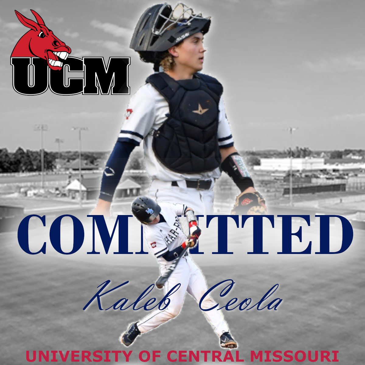 KalebCeola's tweet image. First off I want to thank God, my family, friends, and all of the coaches who have helped me with this journey! With that I am proud to announce that I will be continuing my academic and athletic career at the University of Central Missouri! Go Mules!
