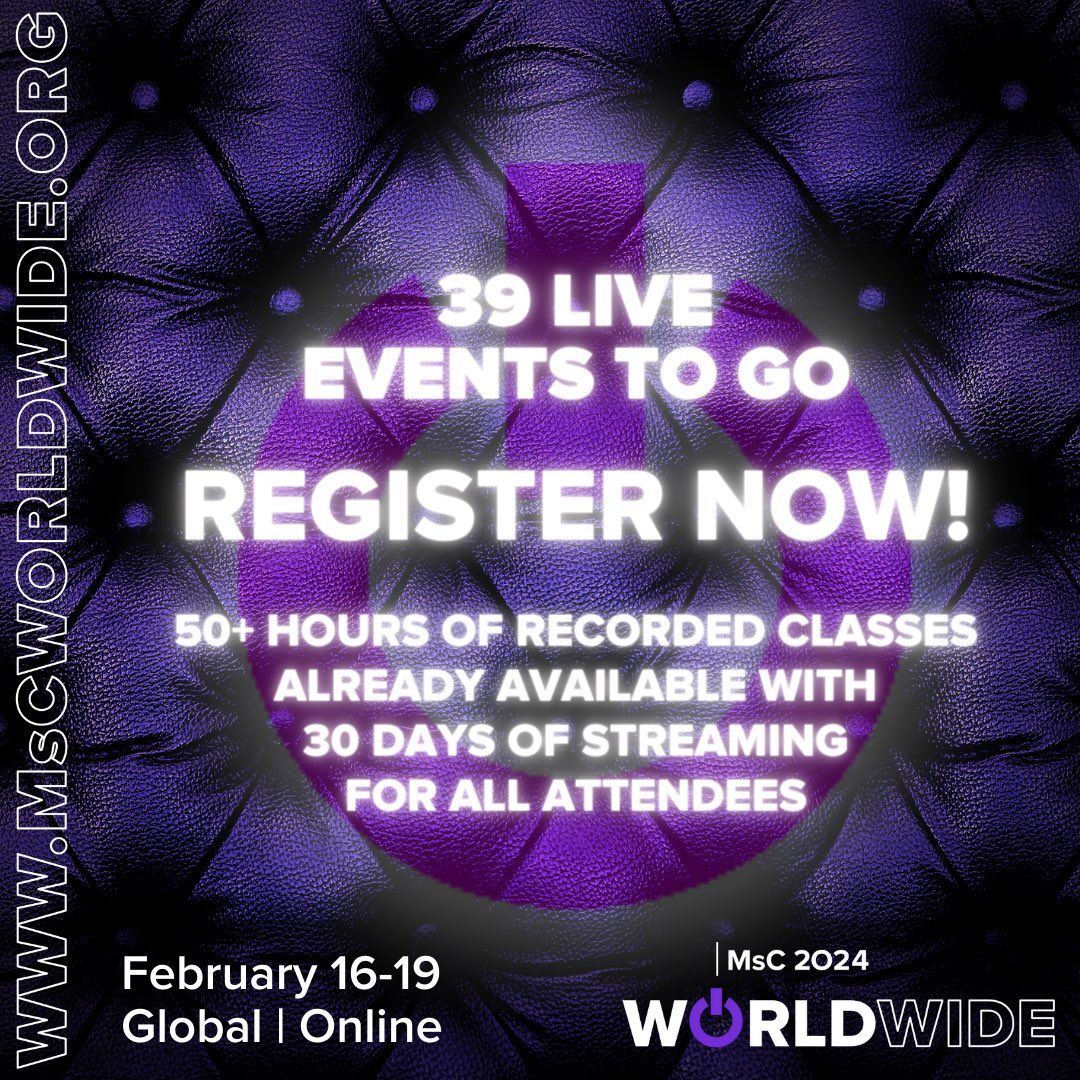 MAsT_Intl's tweet photo. MAsT International is proud Diamond Sponsor of MsC Worldwide! This Weekend! 2 Days &amp; 30+ Events Still To Come! Over 50 Hours of Recordings Available Now! Register! 
https://t.co/teLAyhfuiH
RSVP on Fetlife:
https://t.co/IRjT3KnjRE
Mark yourself going here:
https://t.co/DZD85SdGl7 https://t.co/rWYnjlbunj