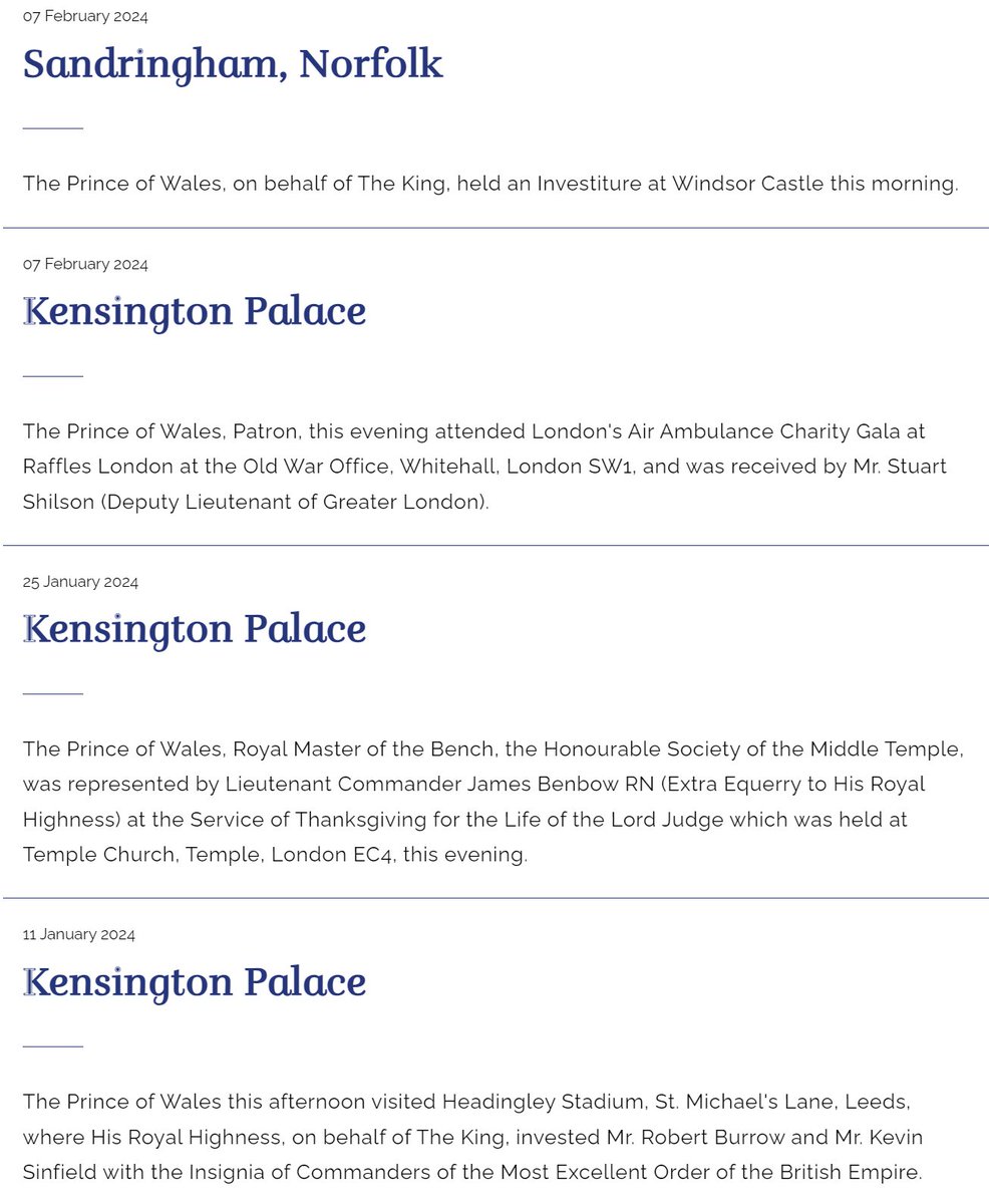 RepublicStaff's tweet image. This is all William has done since the start of the year. The BAFTA awards will be his fourth engagement and third day of engagements since January 1st. Two brief investiture ceremonies, one gala and an awards ceremony. That's it. And for that we give him more than £22m a year.