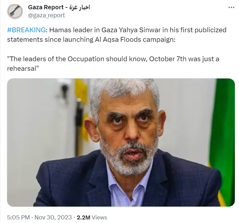 lelemSLP's tweet photo. I see that people are already suggesting "it's time to forget October 7 and move on".

So let me tell you very clearly why we are not going to forget it and not going to move on:

1. On October 6 there was ceasefire, Gaza was not occupied (at least from 2005), and it wasn't "open air prison" (as you can easily see in many pictures and videos of Gaza before October 7).

2. On October 7, thousands of Hamas terrorists (and with them - many Gazans in civilian clothes, and also Gazan journalists and UNRWA employees) infiltrated Israel. 

3. Hamas (and everyone who infiltrated Israel with Hamas, but I'll say Hamas to make it shorter) performed absolutely barbaric massacre, they executed it with Nazi-like cruelty and efficiency, following Nazi-like ideology that is written in their official charter.

4. Hamas butchered 1200 people in one day, many of them babies, children, women, elderly and their caregivers, disabled people. They murdered people in their homes, in their beds, they chased people who were desperately trying to hide and shot their faces beyond recognition. They cut people's throats, burned families alive, cut children to pieces in front of their parents, they gang-raped women while slicing their breasts off, they cut people's inner organs out. They murdered Jews, Israeli Arabs, Christians, foreigners, tourists, only because they happened to be in Israel. 

5. Hamas kidnapped more than 240 people including many children, women, elderly, Holocaust survivors, people with disabilities, illnesses. They dragged those people to Gaza and are still holding more than 130 of the people there (including a baby and a child), torturing, raping, starving, murdering them.

6. Hamas filmed the atrocities that they performed and shared all over social media and also sent to families. They did everything with glee and excitement, not even trying to hide it, they are proud of what they did. 

8. No, Hamas are not angry and they are not doing it for people in Gaza (in fact Hamas ruined the lives of those people in Gaza who want peace). Hamas are proxies of Iran and other Radical Islamic Oppression Colonization Regimes. UNRWA is branch of Hamas, they are indoctrinating children in schools to murder Jews and to try to occupy Israel.  They are not going to stop the wars, Hamas leaders are billionaires thanks to these wars, and UN is getting donations from all over the world thanks to these wars. They are using donations to continue building terror infrastructure and to fill their pockets with money.

9. That's why ceasefire that leaves Hamas in power will not bring peace, it will bring next October 7 and many many innocent lives will be lost.

10. That's why we cannot "move on" before all the hostages are back and Hamas is eradicated. And you shouldn't move on too, if you want people in Middle East to ever have a chance for peace.

#DefundUNRWA 
#DefundTheUN 
#HamasSurrenderNow
#HamasTerrorists 
#HamasRapists 
#BringThemHomeNow