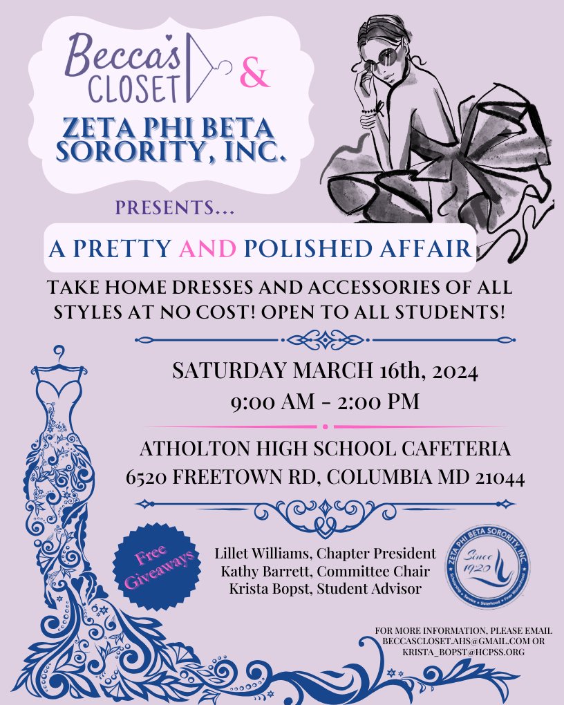 zphib_lgz's tweet photo. Know a student who could use a FREE prom dress? Have them join us for this annual event! The boutique is free and is open to all students. 

#LGZHoCo #ZPhiBMD #APPA2024 https://t.co/rTblIdjh3v