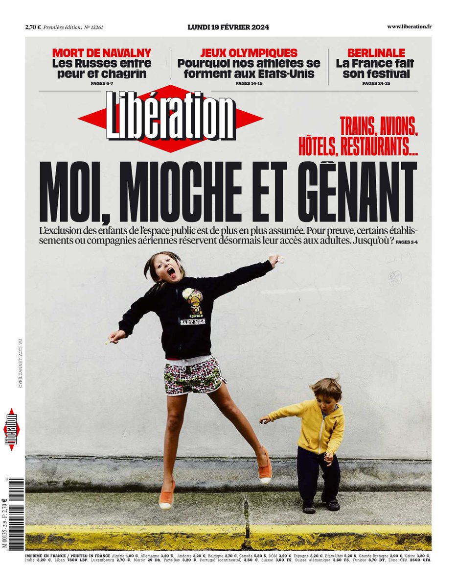 libe's tweet photo. 🗞️ «Moi, mioche et gênant» : c'est la une du journal de lundi

Lire : https://t.co/nj2k4mQp7h https://t.co/yPjBqfmQT1