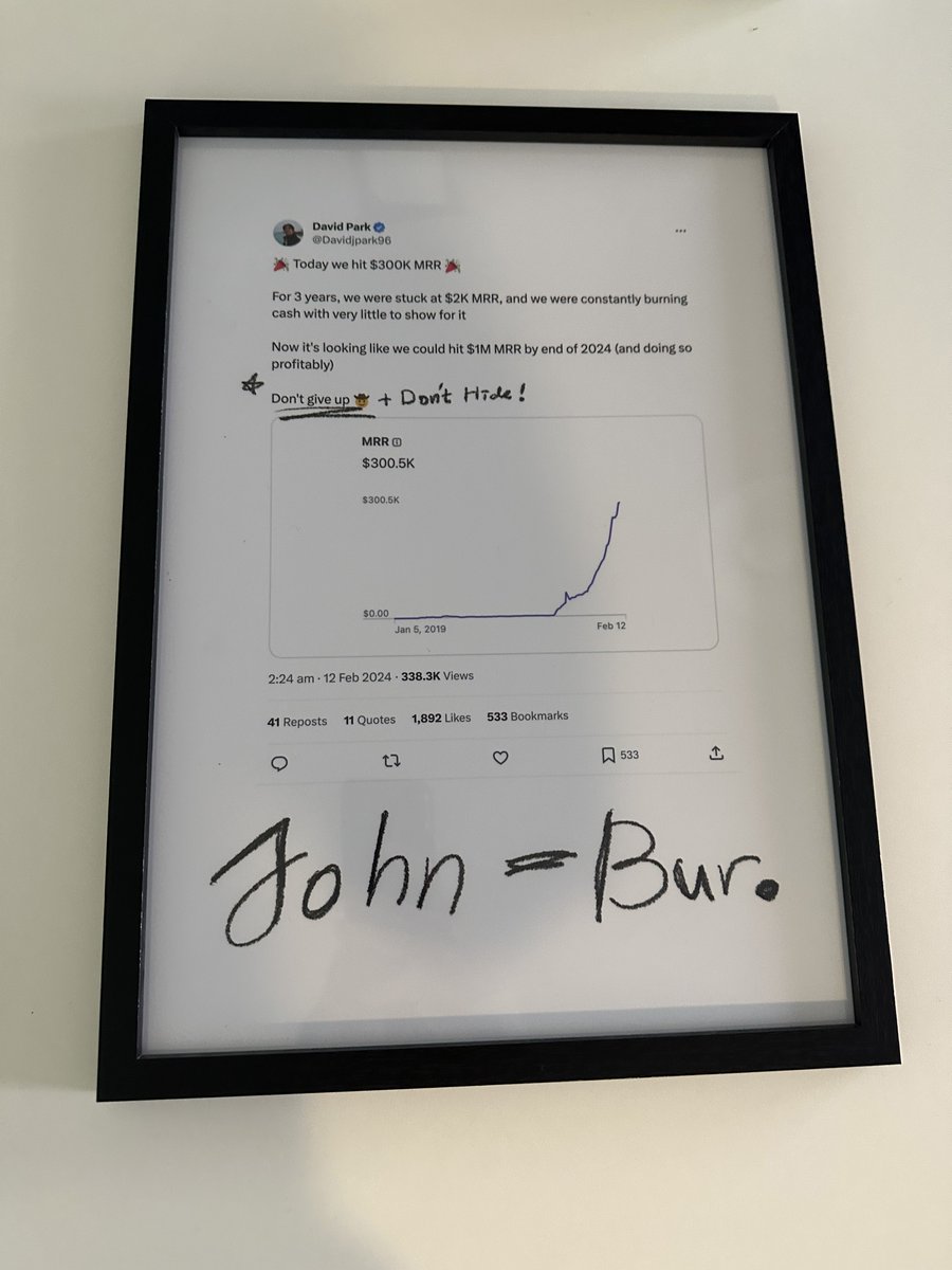 Wtf is John-Bur? A Korean founder told me that he was printing and framing my tweets to give to other startups I thought that was pretty cool, but I was confused because he added 'John-Bur' at the bottom and I had no idea what that meant lol His answer was pretty interesting,…