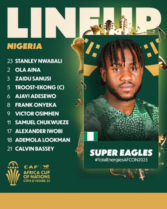 📋 𝐒𝐓𝐀𝐑𝐓𝐈𝐍𝐆 𝐗𝐈 📋

One last #TotalEnergiesAFCON2023 lineup! 💪