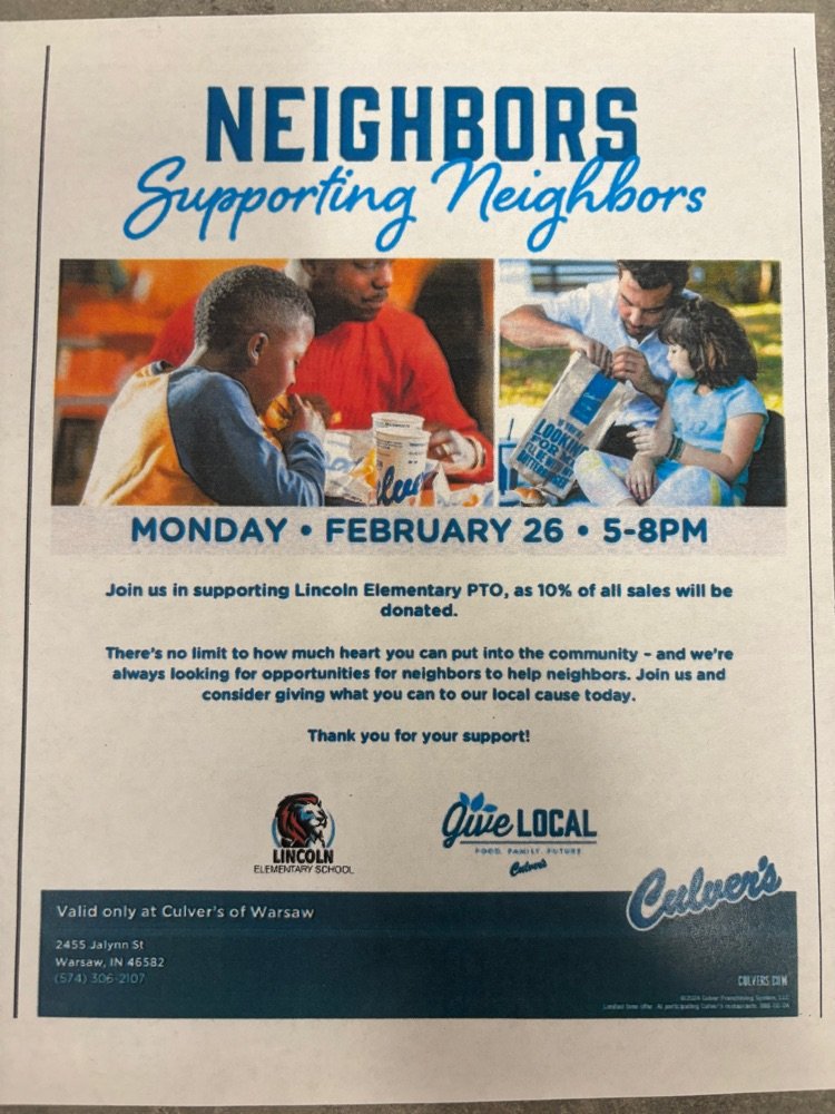 Mark your calendars now and join us on Monday, February 26th from 5-8PM!
Proceeds support our 5th graders!
