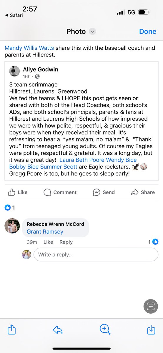 Always great to hear good things about our student-athletes! Says a lot about our kids and the leadership of our team!