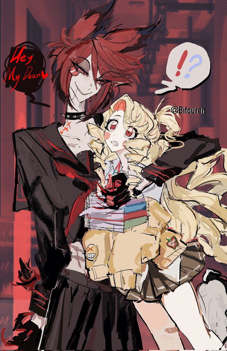 Bitouren's tweet photo. 画了肽空仁老师的🦌🌈校园AU
#charlastor  #HazbinHotel https://t.co/gjR63BQHAg
