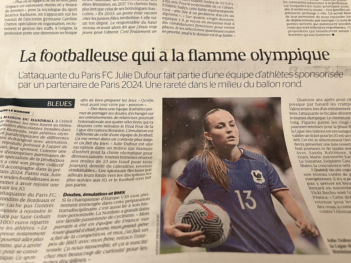 #LaTribuneDimanche 🔛 Merci @Anais_Brosseau et @louise_leBorgne pour cet article qui parle des femmes de #sport > 1 page entière 😍 c’est super @JeudyBruno ! Et voici un article qui concerne la #parité dans la gouvernance.. avenirdusport.com/sport-la-parit… - @Lunise_Marquis