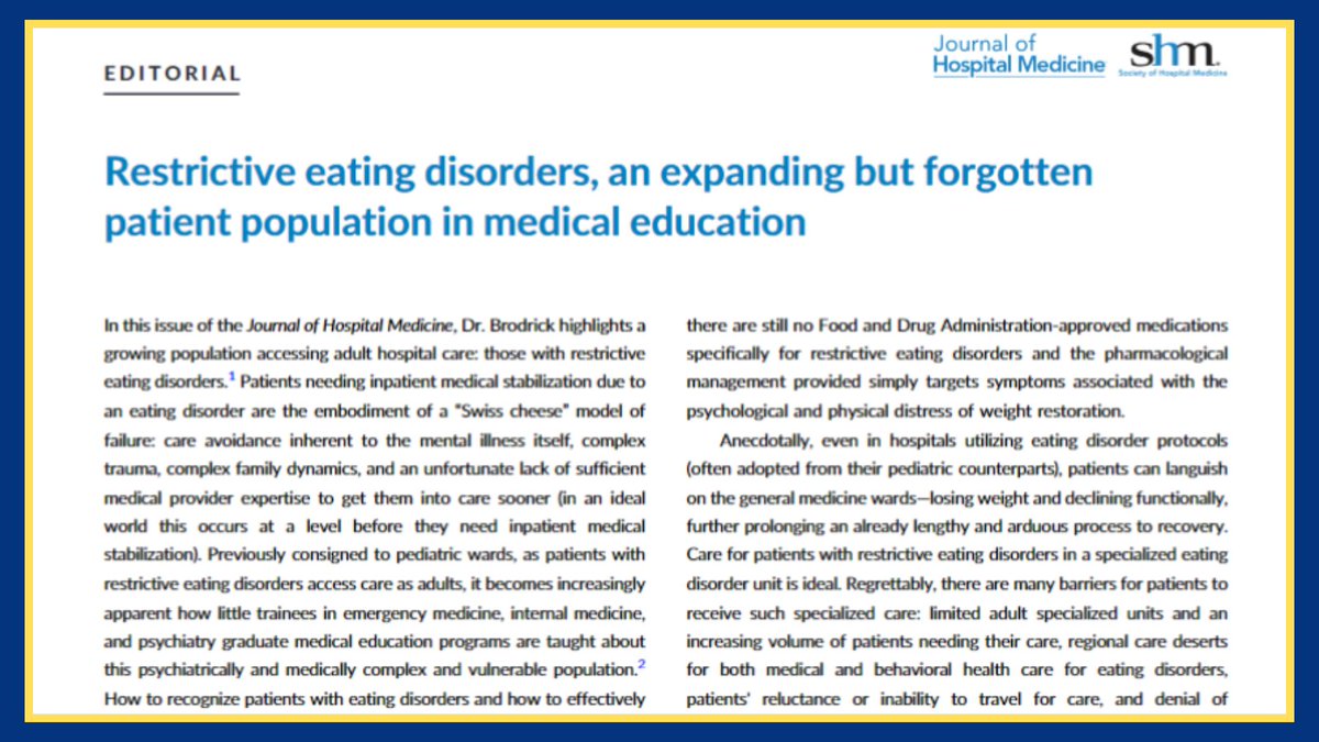 Is medical education & training falling short in recognizing and managing eating disorders in adult medicine? 📚 bit.ly/3unMwGN @cudivhospmed