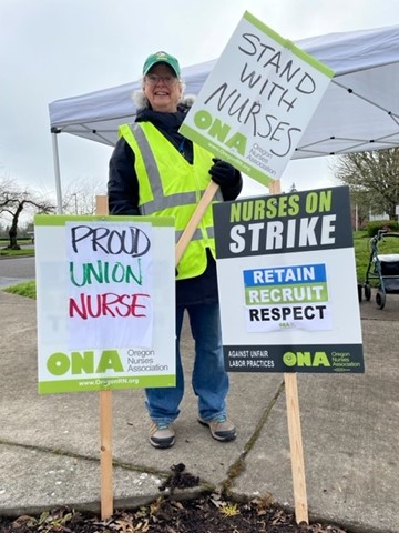 OregonNurses's tweet photo. The vibes were immaculate out on the picket line Friday! All that’s missing is YOU! Sign up for a picket shift to show your support for striking nurses at PeaceHealth Sacred Heart Home Care Services!
https://t.co/4uTWmL5uSU
#RespectOurNurses #SHHCSStrike #nurses #union #strike https://t.co/g6uf4RgUYM