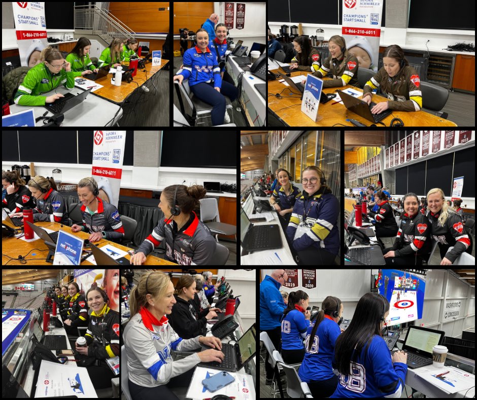 We might be in between draws right now, but that hasn’t stopped teams from coming to visit us to answer phones! 
Call now for a chance to talk to your favourite curler at the Scotties. 
☎️ 1-866-210-6011
💻 sandraschmirler.org/en/home/?form=…