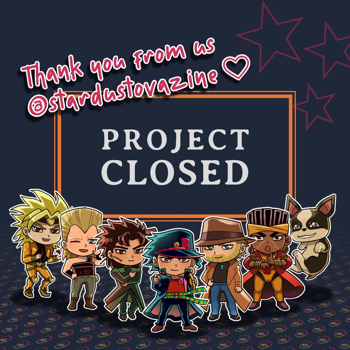At last, the group known as the Stardust Crusaders depart, heading homebound after the conclusion of their very bizarre adventure ...
Thank you everyone for supporting us from start to finish! Because of you all, this journey was enjoyable 😊🌟