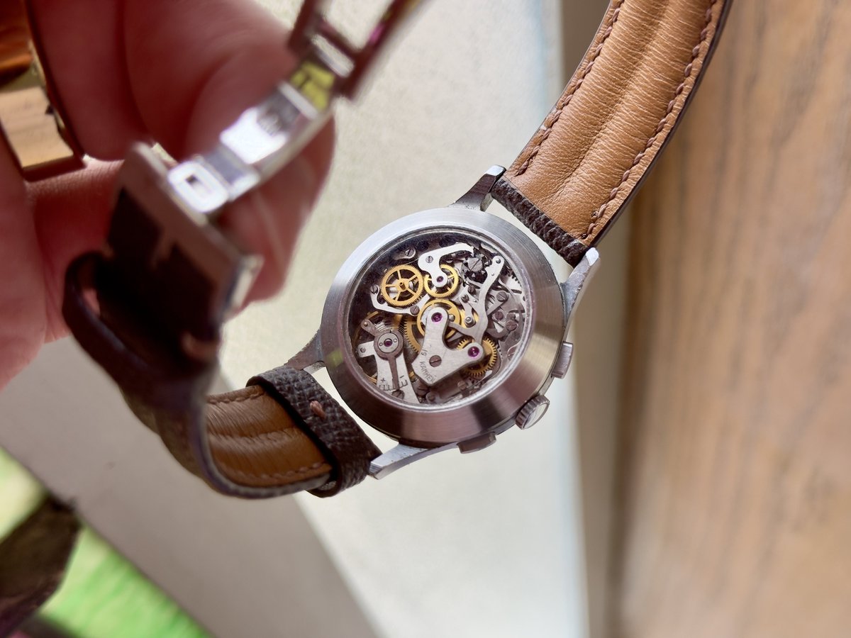 On the wrist today is one of my favorites: the first watch that saw the vacuum of space! Worn by cosmonaut Alexey Leonov, this vintage Soviet Strela 3017 chronograph cloned the Swiss Venus 152 movement.

It’s not particularly valuable or innovative, but has an amazing story!
